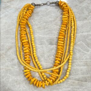 Yellow Wooden Beaded Necklace